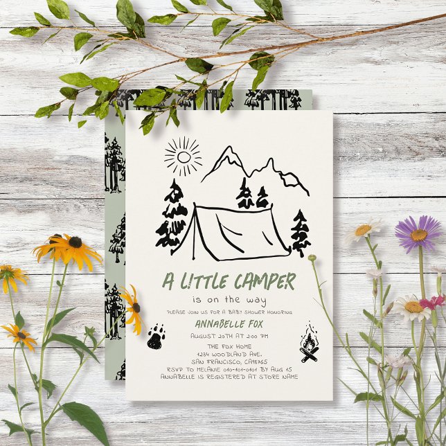 Invitación Little Camper Hand-Draw Tent Boy Baby Shower (Subido por el creador)