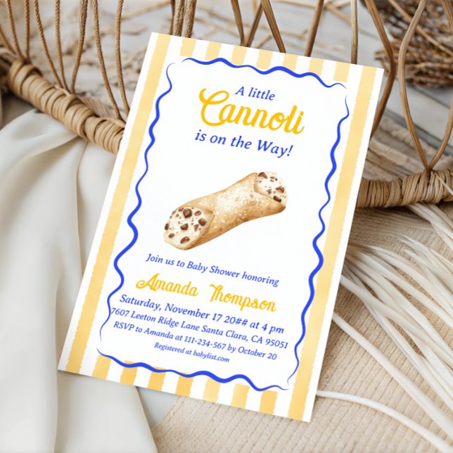 Invitación Little Cannoli Yellow Blue Italian Baby Shower (Subido por el creador)