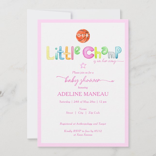 Invitación Little Champ Está En Camino De La Baby Shower De A (Anverso)