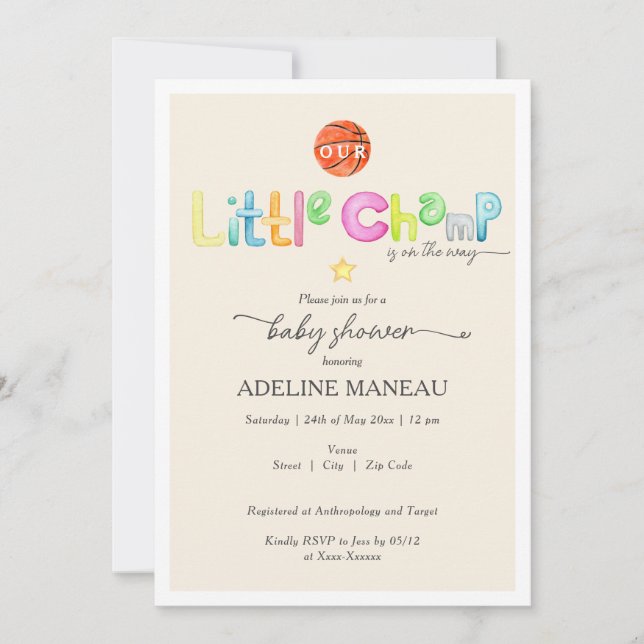 Invitación Little Champ Está En El Camino De La Baby Shower D (Anverso)