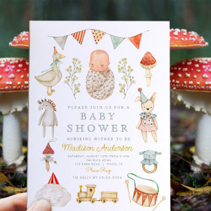 Invitación Little champihroom Woodland Baby Shower