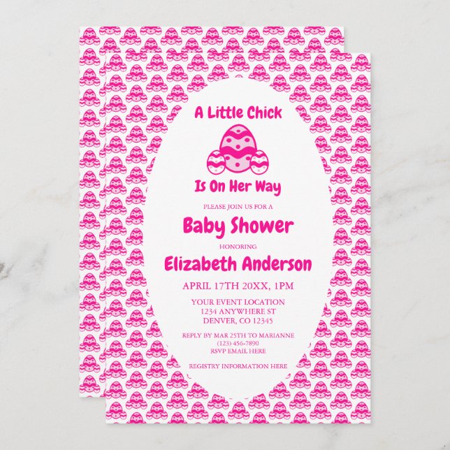 Invitación Little Chick Easter Baby Shower (Anverso / Reverso)