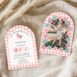 Invitación Little Chick is One First Birthday Photo Invitatio