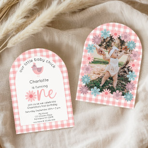 Invitación Little Chick is One First Birthday Photo Invitatio