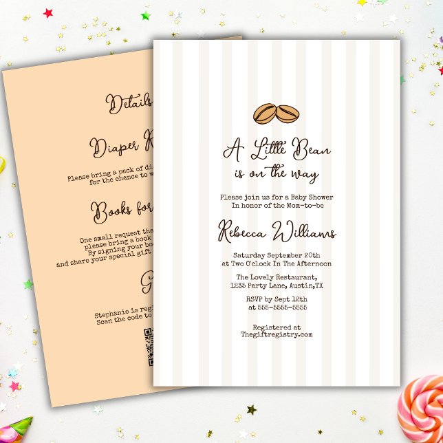 Invitación Little Coffee Bean QR code all in one Baby Shower  (Subido por el creador)