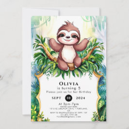 Invitación Little Colorful Sloth Birthday
