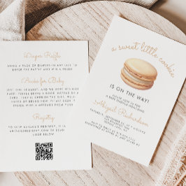 Invitación Little Cookie Macaron QR Code Neutral Baby Shower