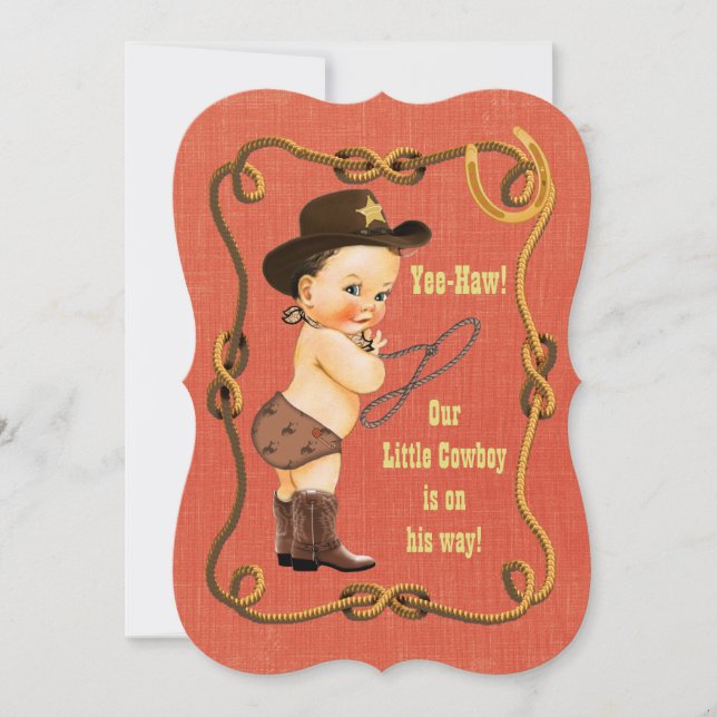 Invitación Little Cowboy Baby Shower (Anverso)