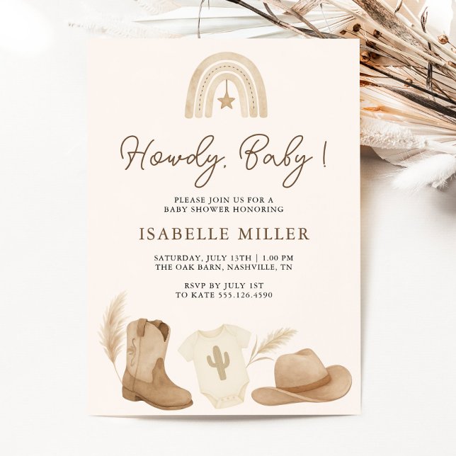 Invitación Little Cowboy Baby Shower (Little Cowboy Baby Shower Invitation)
