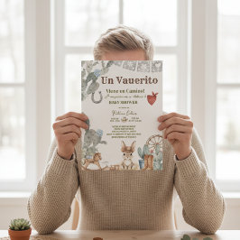 Invitación little cowboy baby shower Vaquerito Viene Camino