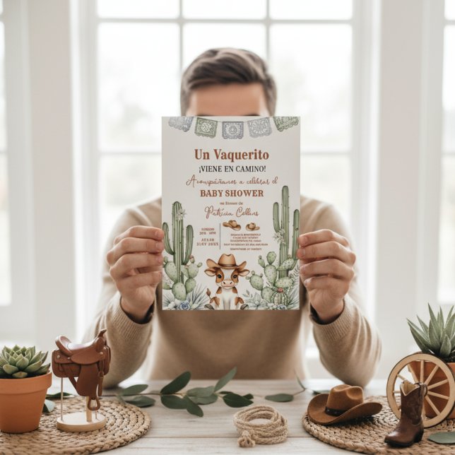 Invitación little cowboy baby shower Vaquerito Viene Camino (Subido por el creador)