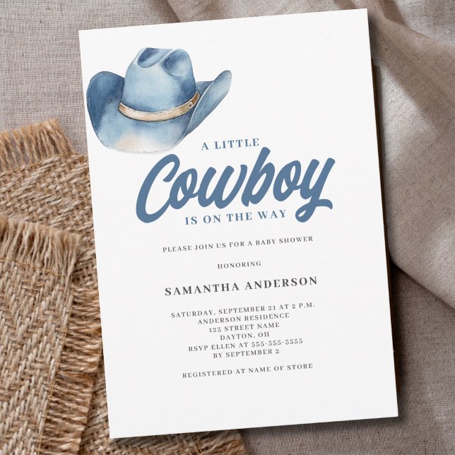 Invitación Little Cowboy Blue Western Boy Baby Shower (Subido por el creador)