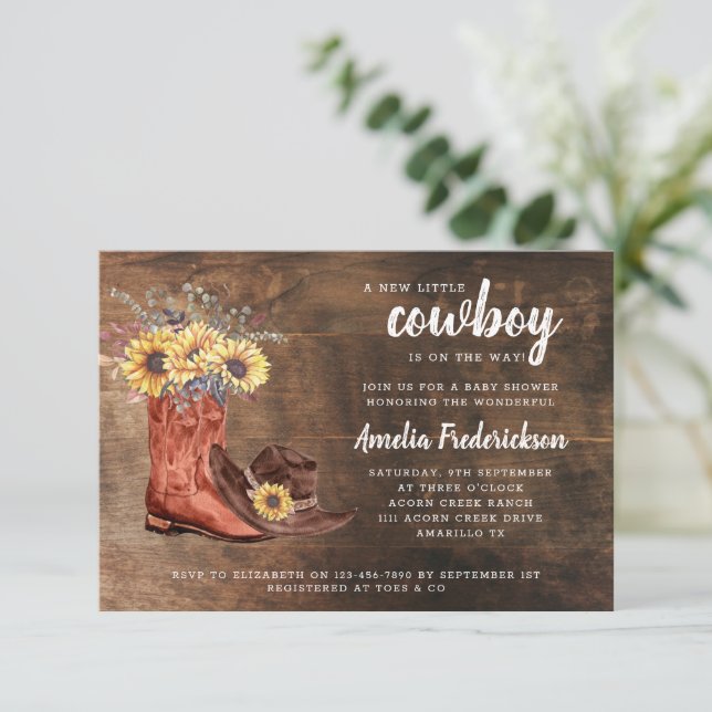 Invitación Little Cowboy Boots Baby Shower (Anverso de pie)