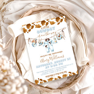 Invitación Little Cowboy Clothesline WildWest Boy Baby Shower