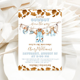 Invitación Little Cowboy Clothesline WildWest Boy Baby Shower