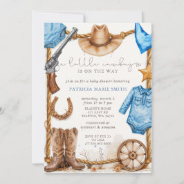 Invitación Little Cowboy Is On The Way Boy Baby Shower