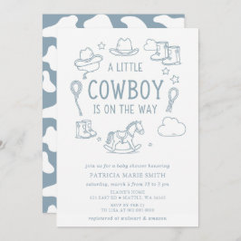 Invitación Little Cowboy Is On The Way Boy Baby Shower