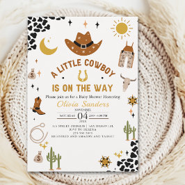 Invitación Little Cowboy is On the Way Western Baby Shower