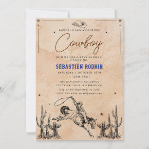 Invitación Little Cowboy Modern Baby Shower