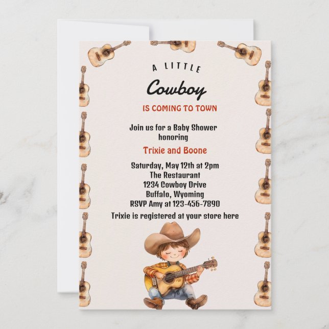 Invitación Little Cowboy Modern Western Baby Shower (Anverso)