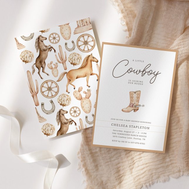 Invitación Little Cowboy Modern Western Rodeo Baby Shower (Subido por el creador)