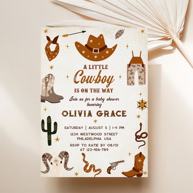 Invitación Little Cowboy Modern Western Rodeo Baby Shower (Subido por el creador)