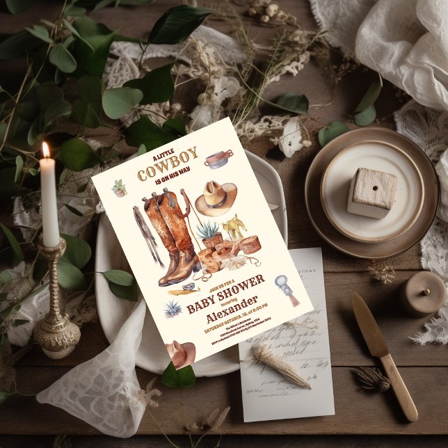 Invitación Little Cowboy Modern Western Rodeo Baby Shower (Subido por el creador)