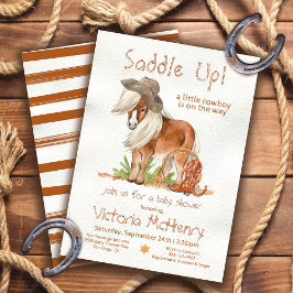 Invitación Little Cowboy Pony Western Baby Shower