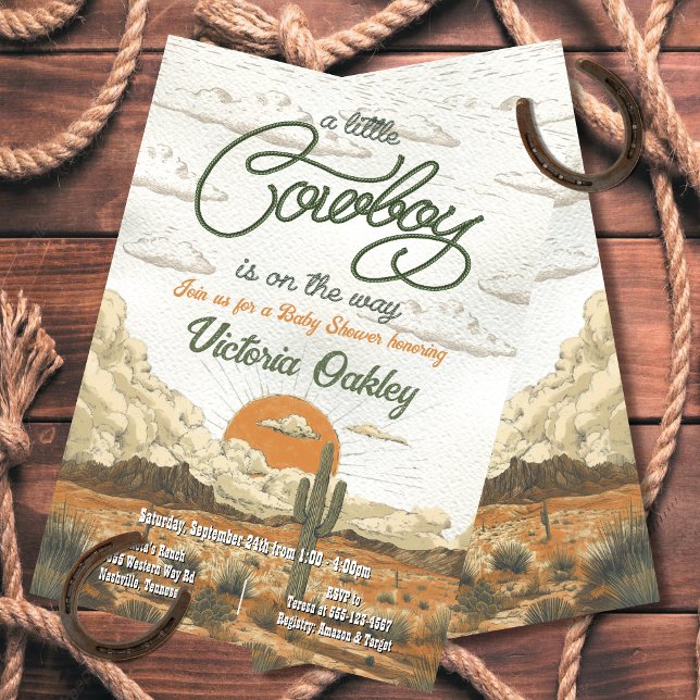 Invitación Little Cowboy Western Baby Shower (Subido por el creador)
