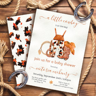 Invitación Little Cowboy Western Country Baby Shower