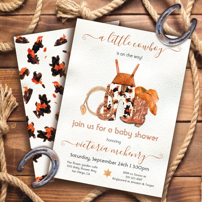 Invitación Little Cowboy Western Country Baby Shower (Subido por el creador)