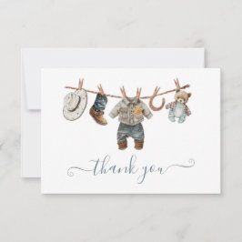 Invitación Little Cowboy Western Watercolor Gracias nota