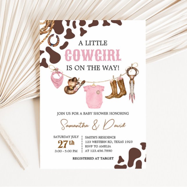 Invitación Little Cowgirl Baby Shower (Pink Western Rodeo Baby Shower Invitation)