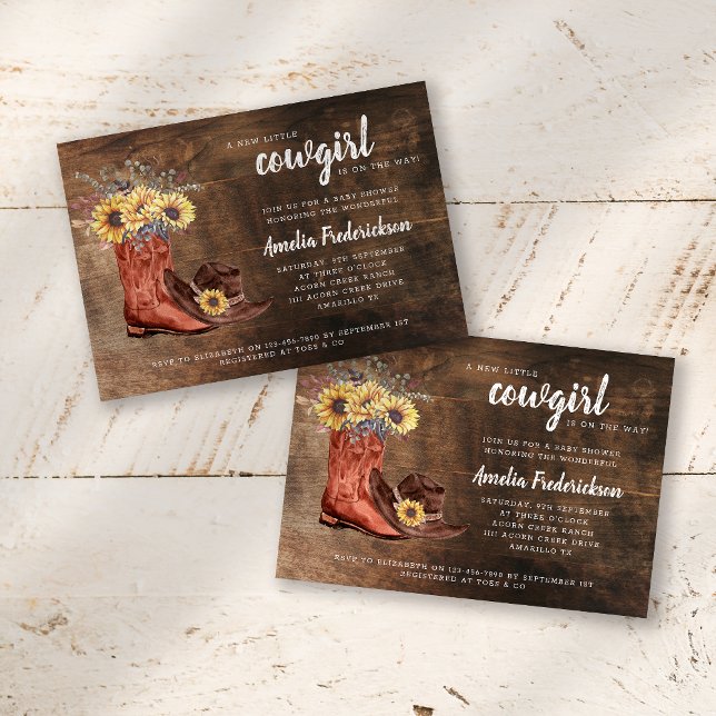 Invitación Little Cowgirl Boots Baby Shower (Subido por el creador)