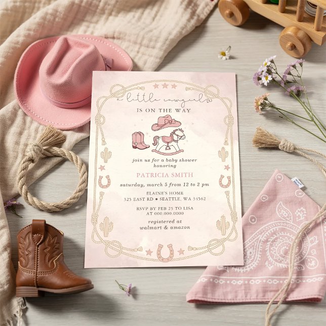 Invitación Little Cowgirl Is On The Way girl Baby Shower (Little Cowgirl Is On The Way girl Baby Shower Invitation)