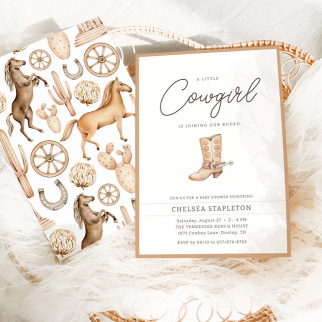 Invitación Little Cowgirl Modern Western Rodeo Baby Shower (Subido por el creador)