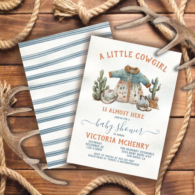 Invitación Little Cowgirl Western Vestir Baby Shower (Subido por el creador)