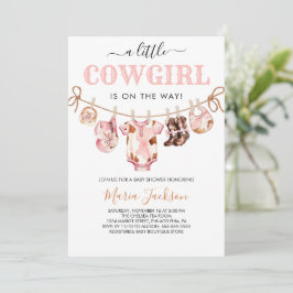 Invitación Little Cowgirl Wild West Pink Cowgirl Baby Shower