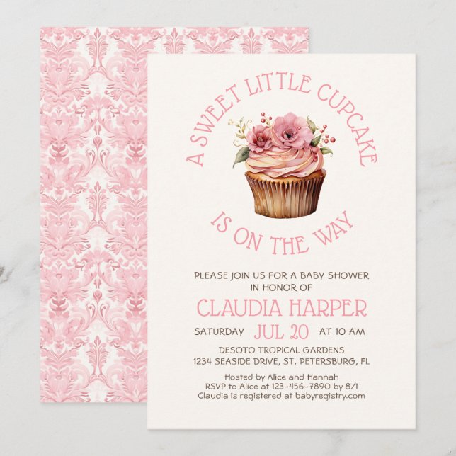 Invitación Little Cupcake Baby Shower (Anverso / Reverso)