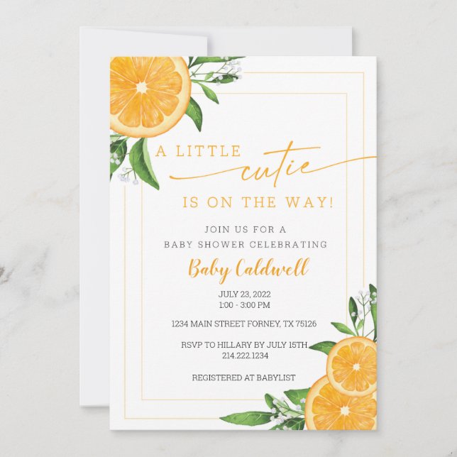 INVITACIÓN LITTLE CUTIE BABY SHOWER (Anverso)