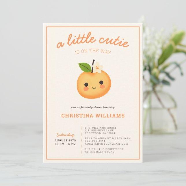 Invitación Little Cutie Baby Shower (Anverso de pie)