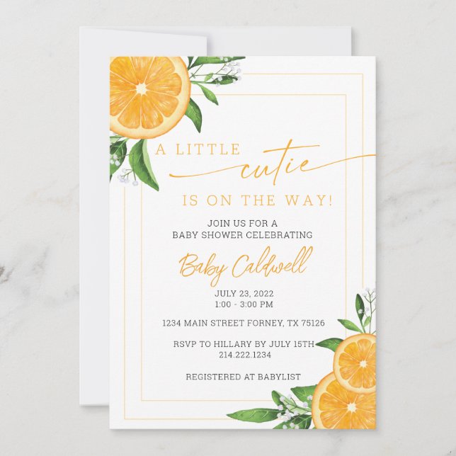 INVITACIÓN LITTLE CUTIE BABY SHOWER (Anverso)