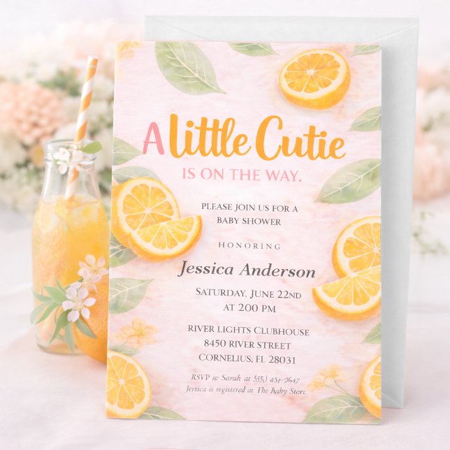Invitación Little Cutie Baby Shower Invitation Citrus Orange (Subido por el creador)