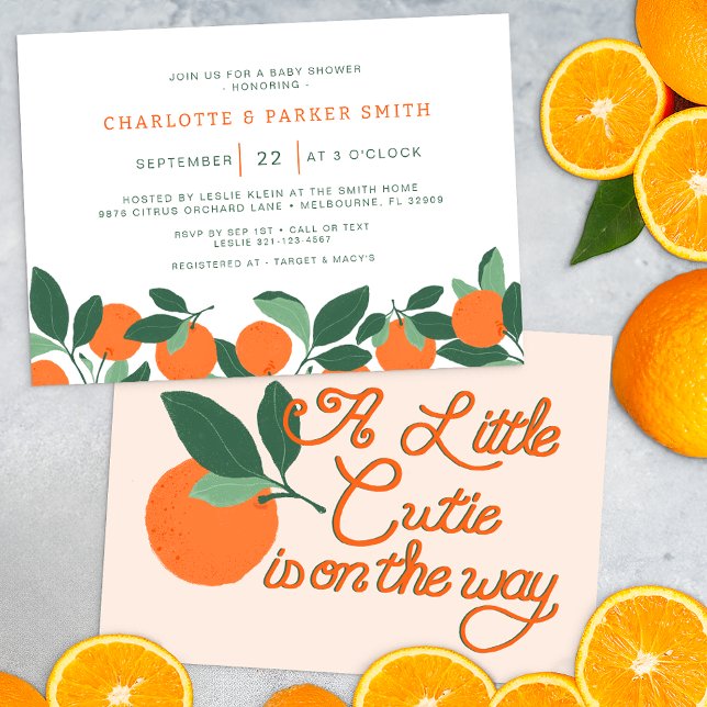 Invitación Little Cutie Citrus Botanic Baby Shower (Cutie Baby Shower Invite)
