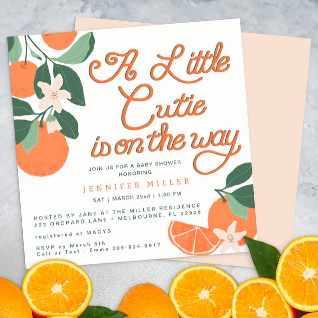 Invitación Little Cutie Citrus Botanic Baby Shower (Cute Citrus Baby Shower Invite)
