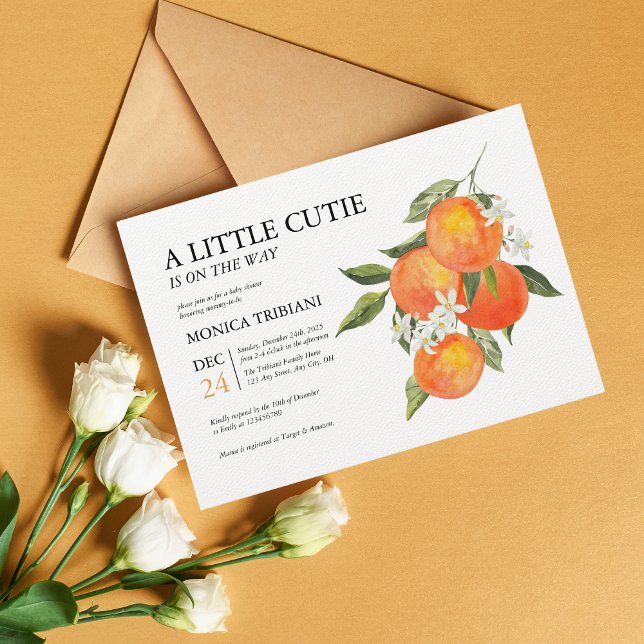 Invitación Little Cutie Citrus Botanical Modern Baby Shower (Subido por el creador)