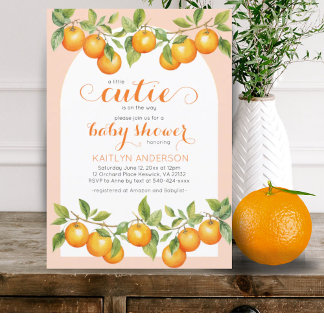 Invitación Little Cutie Citrus Naranja Clementine Baby Shower