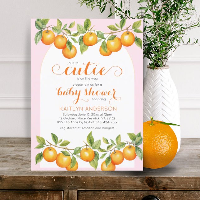 Invitación Little Cutie Citrus Naranja Clementine Baby Shower (Little Cutie Citrus Orange Clementine Baby Shower Invitation)