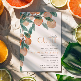 Invitación Little Cutie Citrus Naranjas Green Leaf Baby Showe