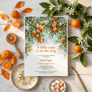 Invitación Little Cutie Citrus Orange Blossom Baby Shower